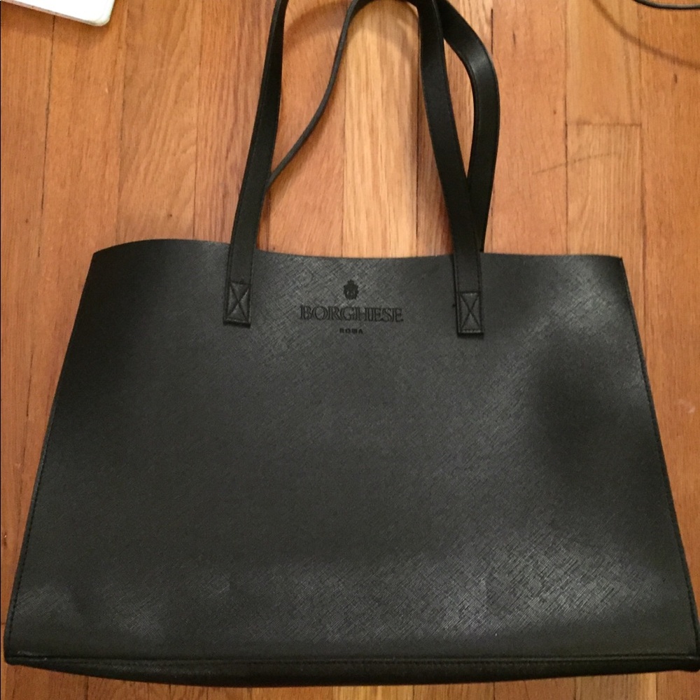 Borghese Roma black faux leather tote bag